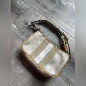 Silver and Yellow Coach Handbag